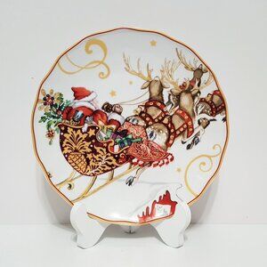 Williams Sonoma Twas the Night Before Santa Sleigh Salad Plate 8 1/4" D